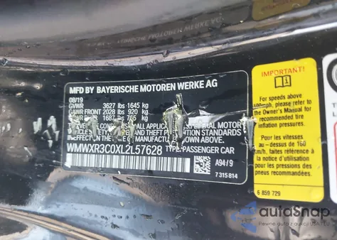 2020 Mini Hardtop Cooper from USA, damaged, VIN WMWXR3C0XL2L57628